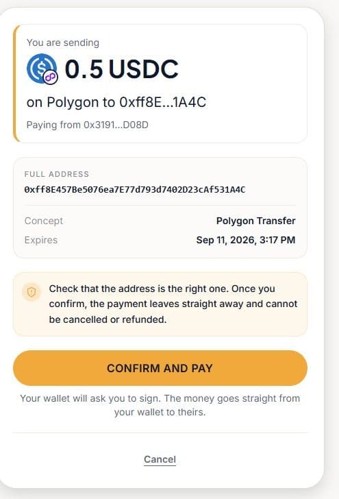 Confirm the payment