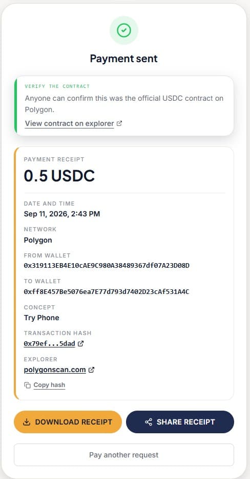 Payment sent